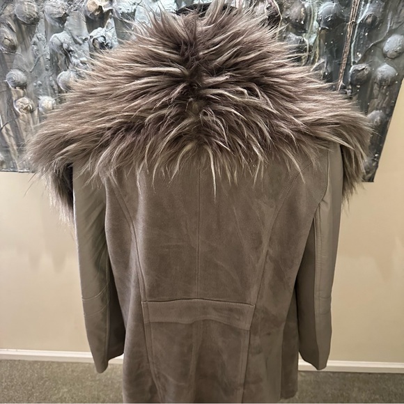 Black Tape XL Women's Gray Faux Suede/Fur Removable Collar Coat - Picture 4 of 16